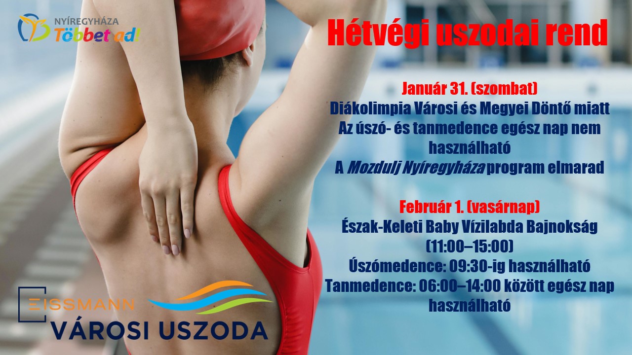 Weekend swimming pool schedule and competition program in Nyíregyháza