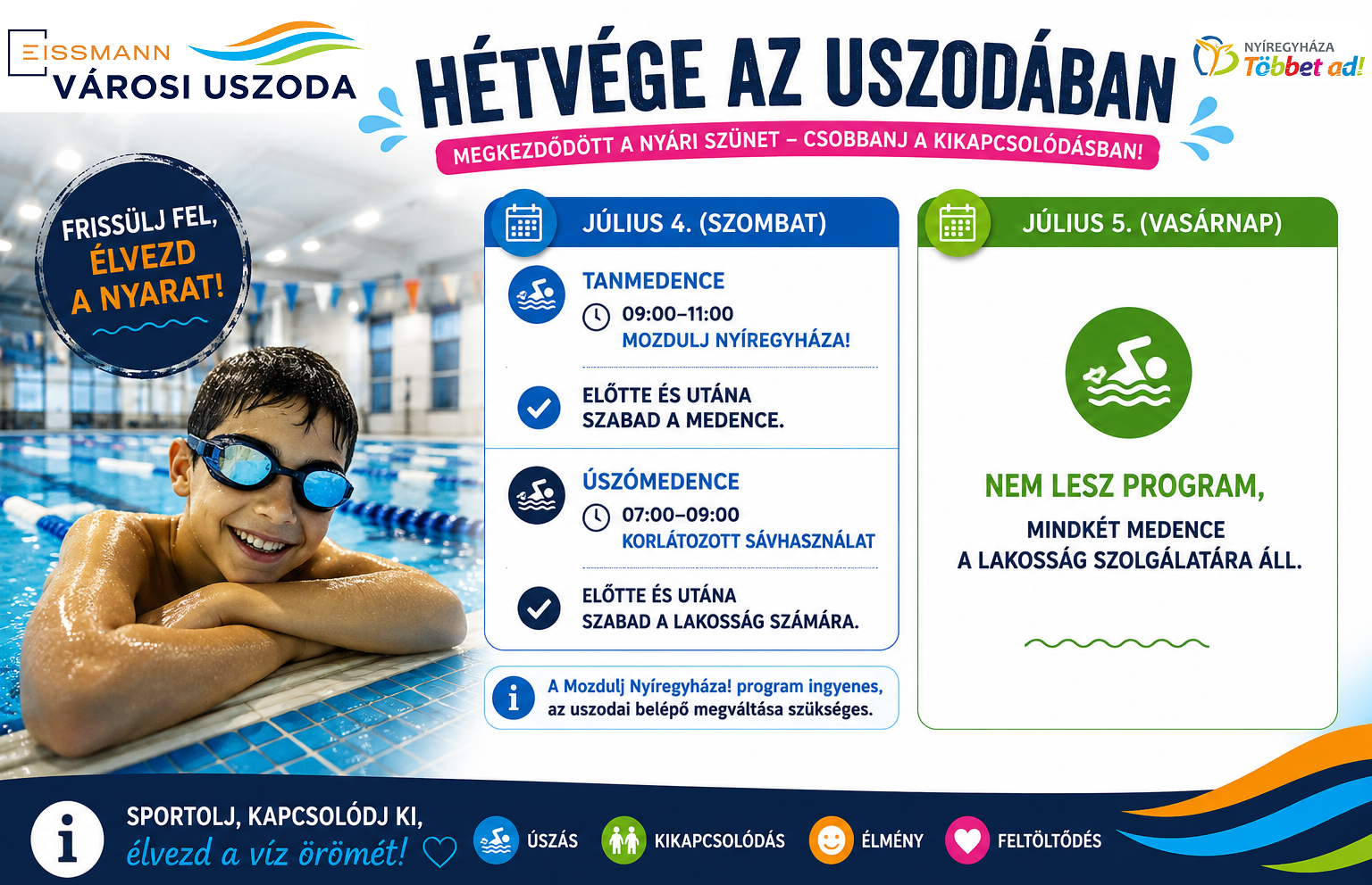 Refreshment and relaxation at the pool—here’s what the weekend looks like at the Eissmann Nyíregyháza Municipal Swimming Pool