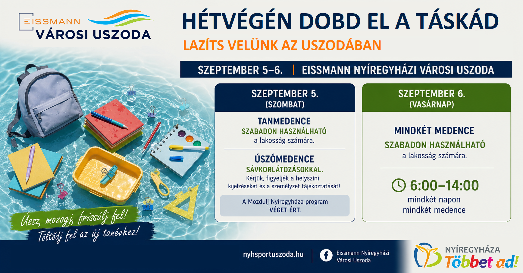 School Has Started, but the Action Continues—A Weekend at the Eissmann Nyíregyháza Municipal Swimming Pool