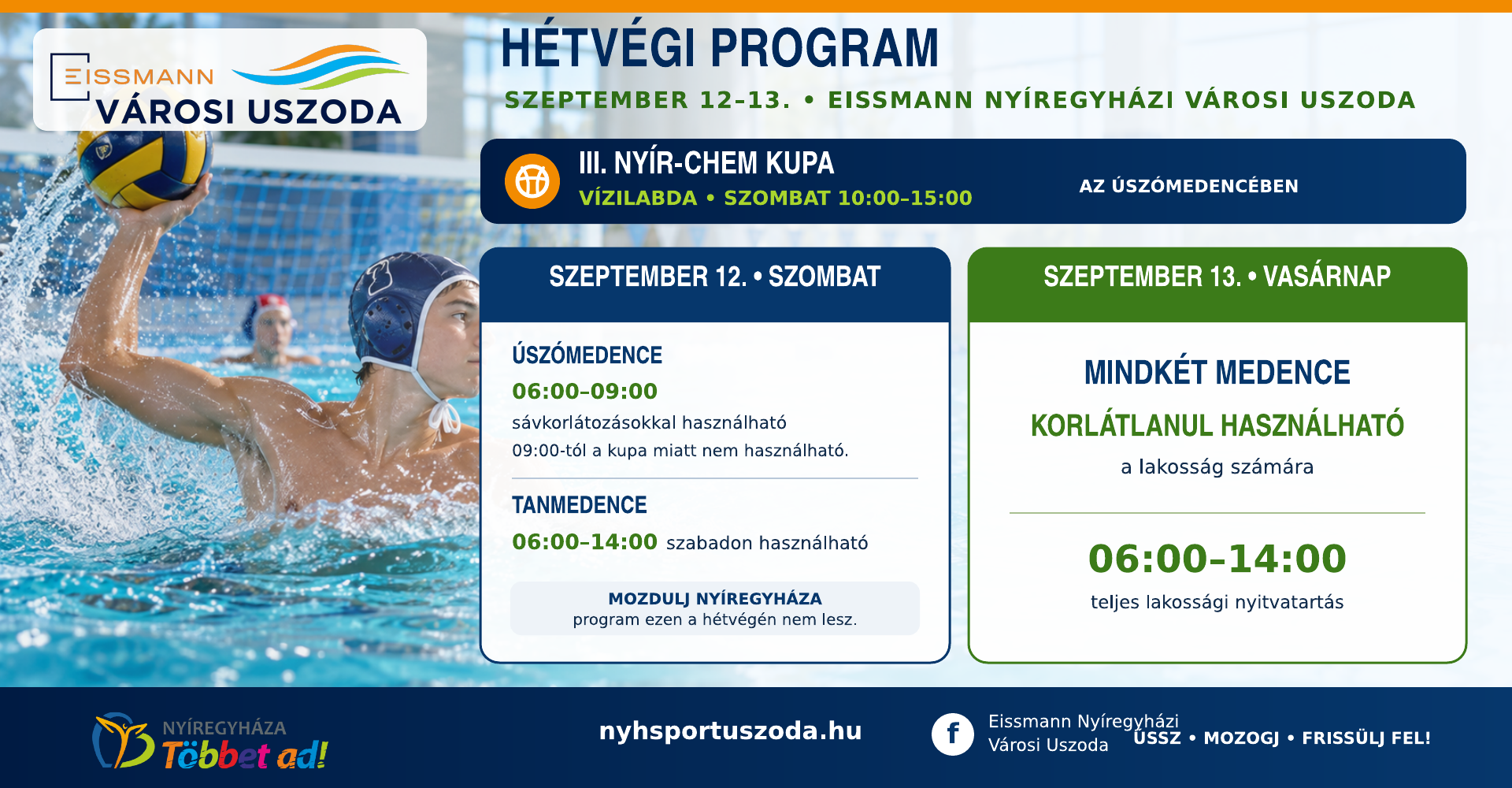 Pool Hours Will Change on Saturday Due to the Water Polo Tournament
